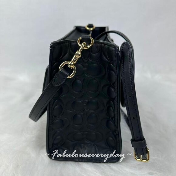Coach Maggie Small Tote Bag In Signature Leather in Black CY670 - Picture 7 of 9